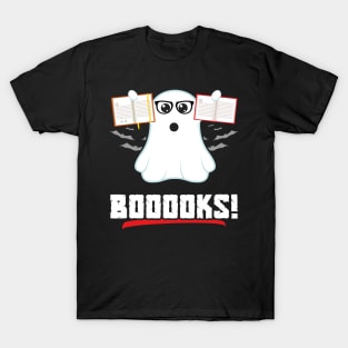 Booooks Boo Ghost Reading Book Library Funny Halloween T-Shirt